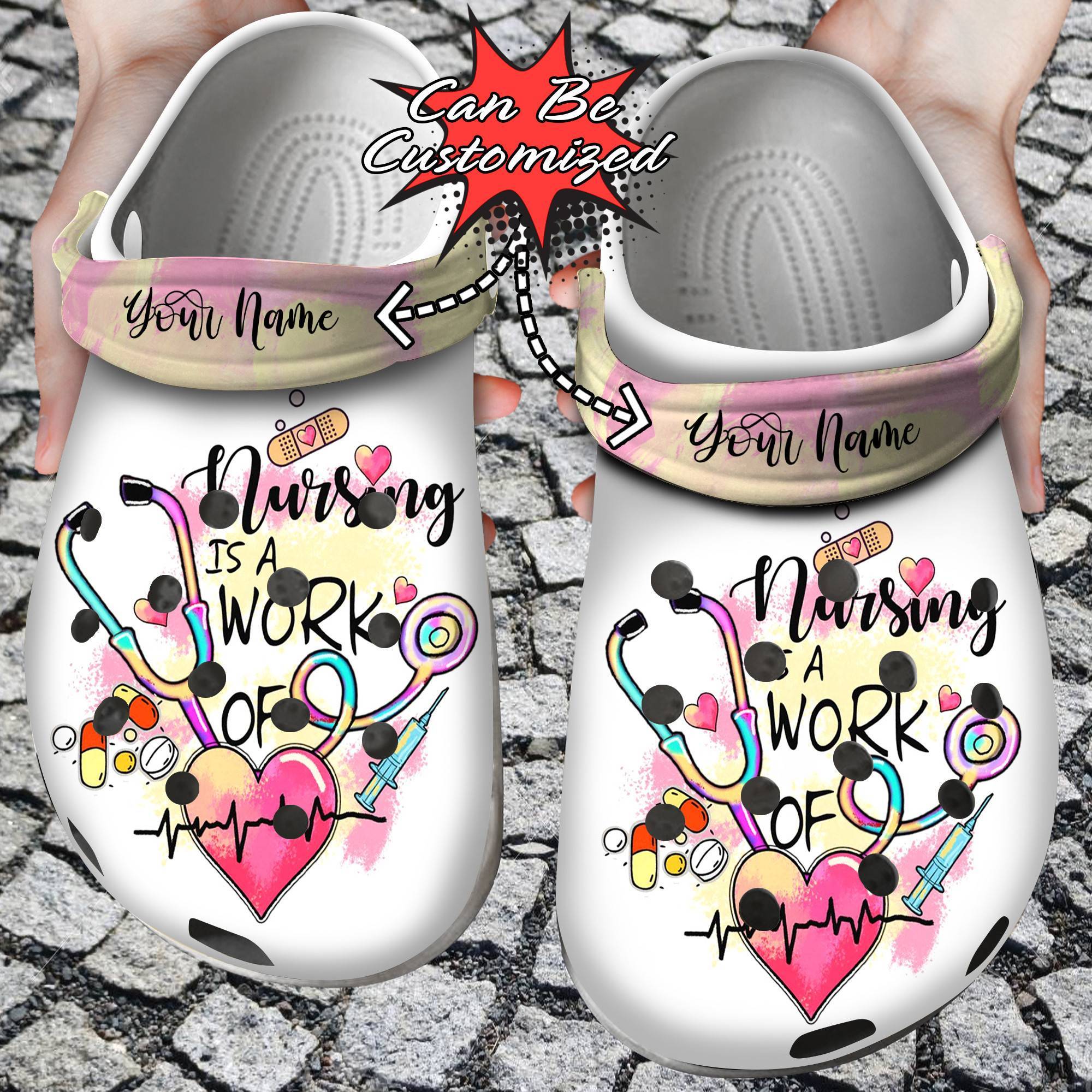 floral nursing clogs